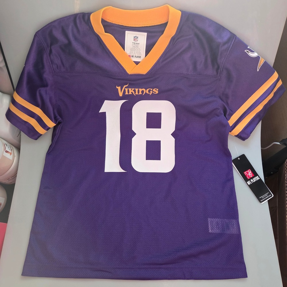 NFL Team Apparel Minnesota Vikings‎ Justin Jefferson 18 Youth Jersey L 12/14